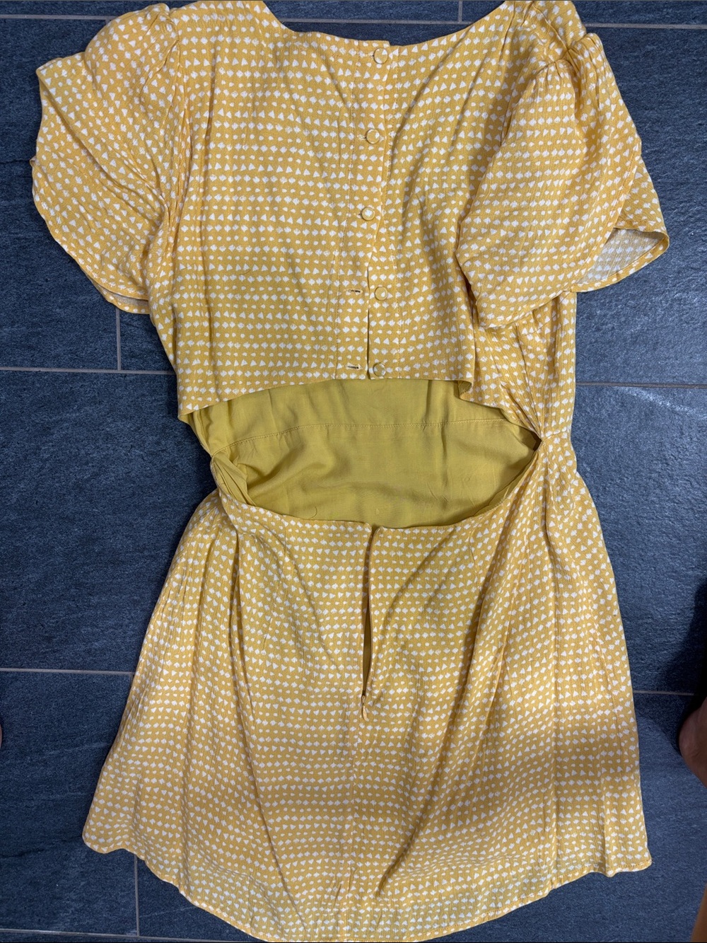 Yellow Polka Dot Short Sleeve Sun Dress - Picture 3 of 5